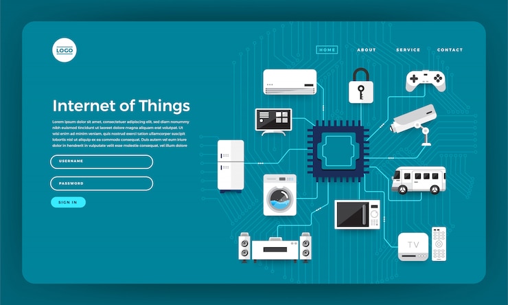 Vector   website   concept internet of things (iot).  illustration.