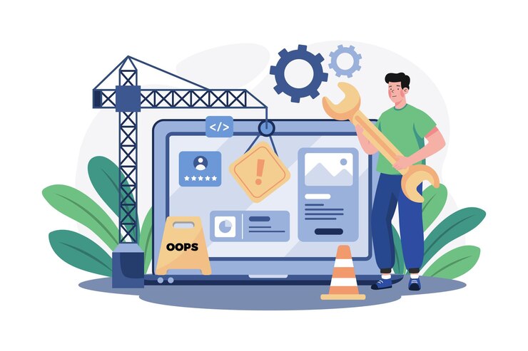 Vector website under construction illustration concept on white background