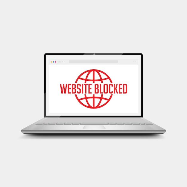 Vettore contenuto del sito web bloccato sul display del laptop