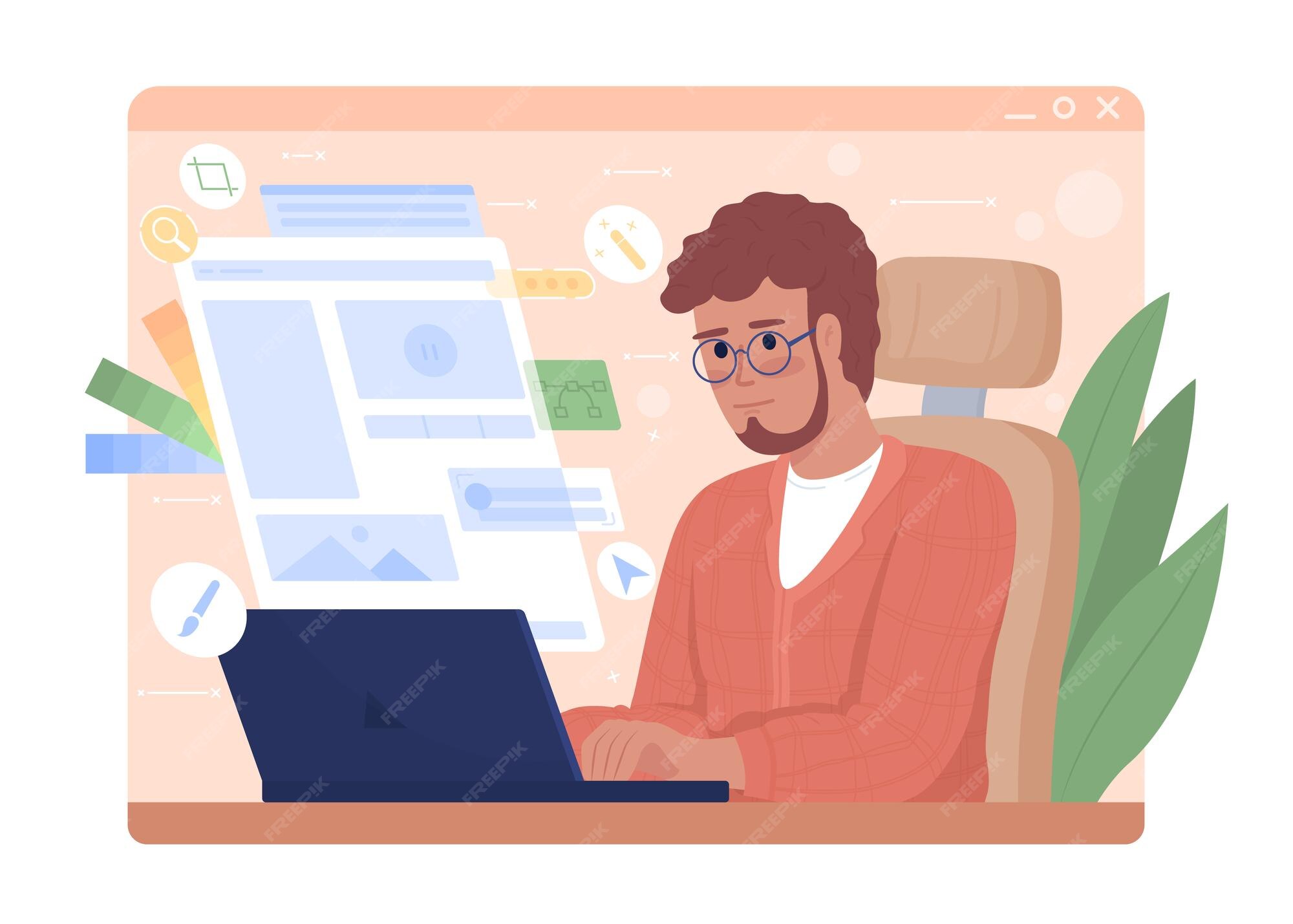 Premium Vector | Website developer 2D vector isolated illustration