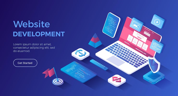 Vector website development programming coding design user experience ux user interface ui website layou