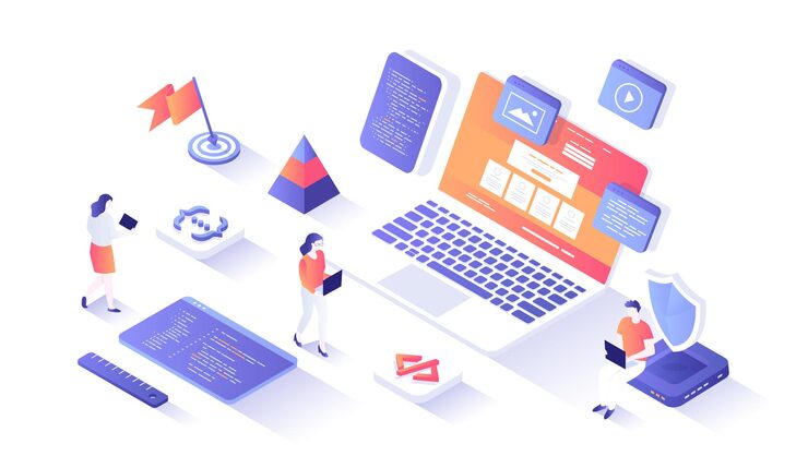 Vector website development programming coding design user experience ux user interface ui website layou