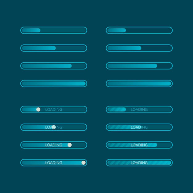 Website graphic progress loading. Set of  download indicator.  illustration