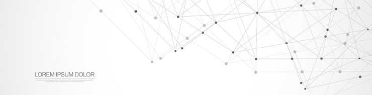 Vector website header or banner design with abstract geometric background and connecting dots and lines. global network connection. digital technology with plexus background and space for your text.