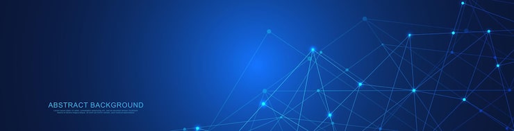 Vector website header or banner design with abstract geometric background and connecting dots and lines. global network connection. digital technology with plexus background and space for your text.