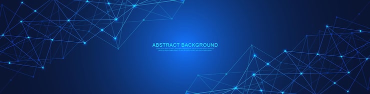 Vector website header or banner design with abstract geometric background and connecting dots and lines. global network connection. digital technology with plexus background and space for your text.