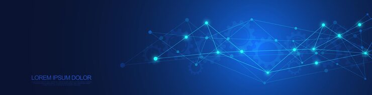 Vector website header or banner design with abstract geometric background and connecting dots and lines. global network connection. digital technology with plexus background and space for your text.