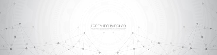 Vector website header or banner design with abstract geometric background and connecting dots and lines. global network connection. digital technology with plexus background and space for your text.