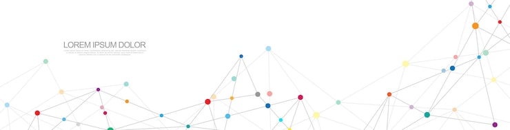Vector website header or banner design with abstract geometric background and connecting dots and lines. global network connection. digital technology with plexus background and space for your text.