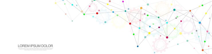 Vector website header or banner design with abstract geometric background and connecting dots and lines. global network connection. digital technology with plexus background and space for your text.