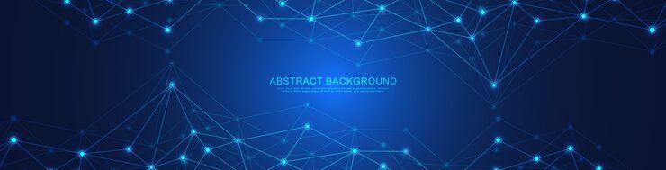 Vector website header or banner design with abstract geometric background and connecting dots and lines. global network connection. digital technology with plexus background and space for your text.
