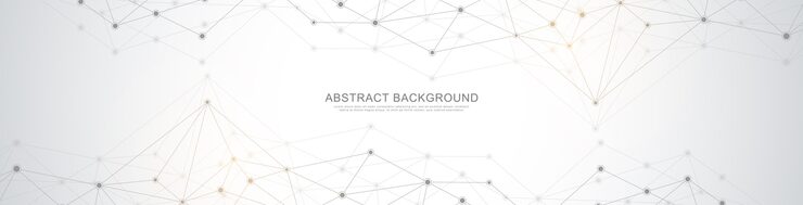 Vector website header or banner design with abstract geometric background and connecting dots and lines. global network connection. digital technology with plexus background and space for your text.