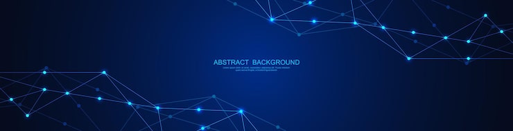 Vector website header or banner design with abstract polygonal background and connecting dots and lines global network connection digital technology with plexus background and space for your text