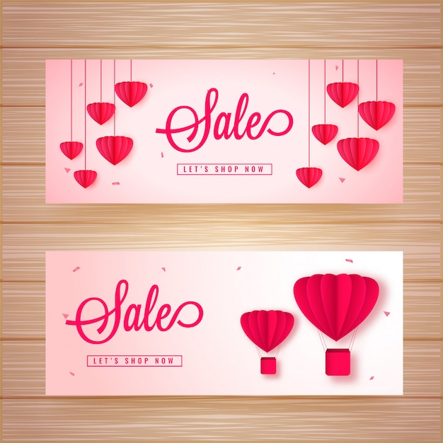 Website header or banner set for valentine's day sale concept.