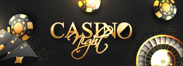 Intestazione del sito web o banner con testo dorato casino night.