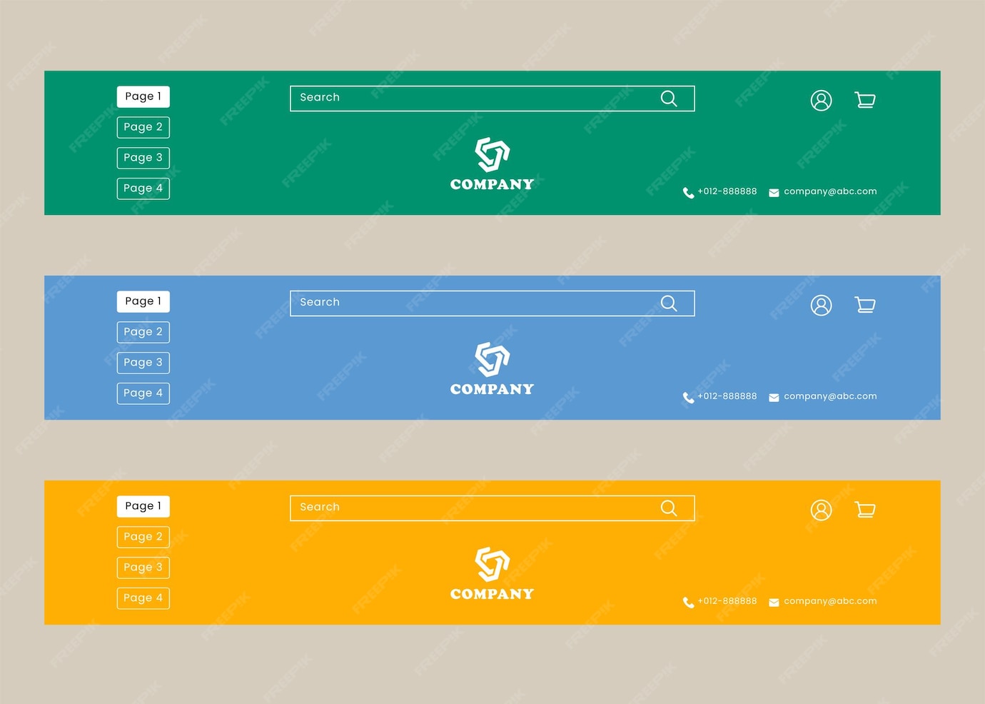Premium Vector | Website header in different colorful background ...