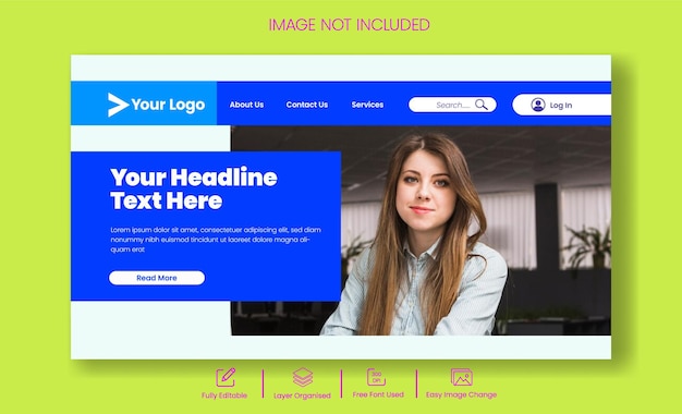 ウェブサイトのヘッダーとランディングページの横のバナーテンプレート - ビジネスマーケティング