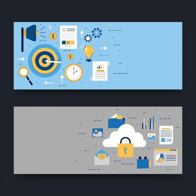 Website headers or banners design with infographics design.