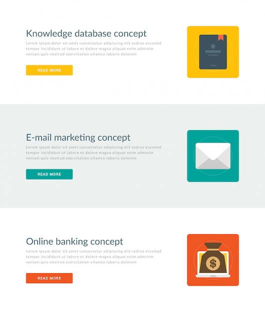 Intestazioni del sito web o modelli di banner di promozione e design di icone piatte.