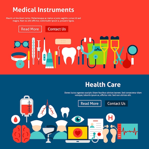 Website health care banners. vector illustration for web header. medicine flat design.