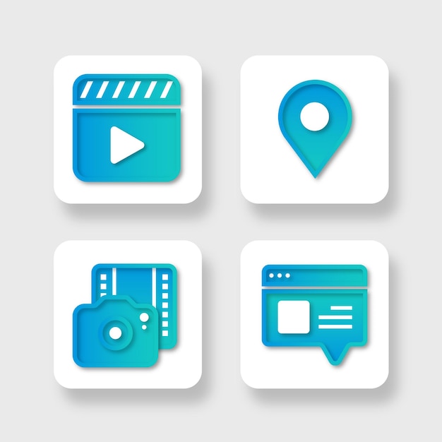 Vector website icons button design in blue