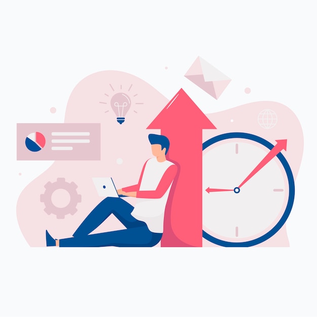 Website illustratie van productiviteitsverhoging concept