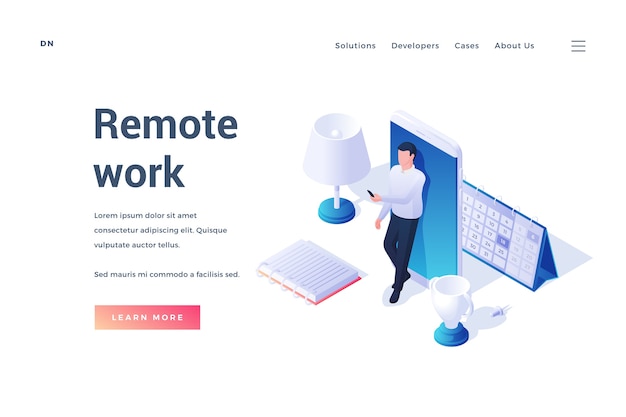 website in isometrisch ontwerp met zakenman