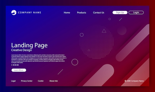 Vector website landing page gradient color background