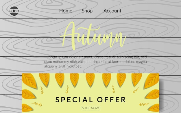 Pagina di destinazione del sito web ciao autunno sfondo decorazione stagione autunnale sfondo grigio legno