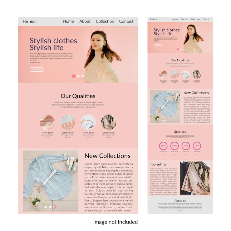 Vector website landing page vector template for clothing brand