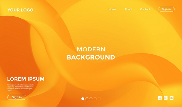 Website landing page with modern shape geometric background