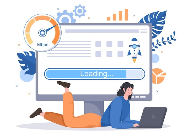 Website loading speed optimization vector illustration