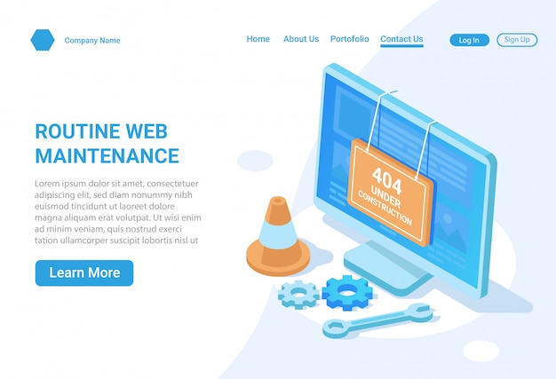 Website maintenance isometric illustration concept