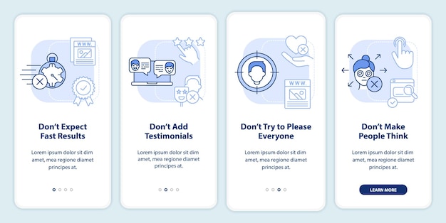 Website maken niet lichtblauw onboarding-scherm voor mobiele apps