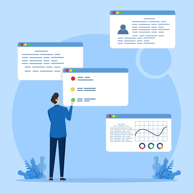 Website map concept sitemap online navigation of Internet pages character using web menu connecte