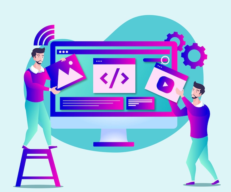 Vector website page development or website maintenance illustration
