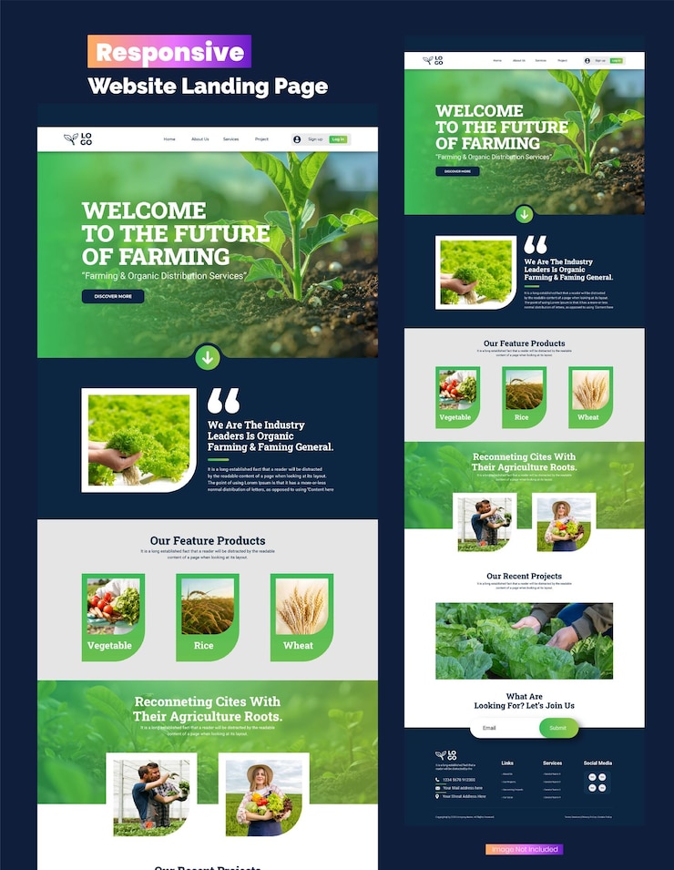 वेक्टर a website page for a website called welcome to farm