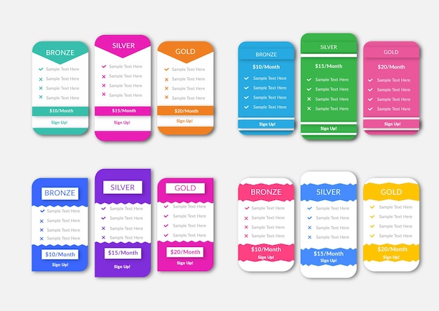 Website pricing purchase comparison table design template