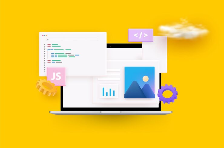 Vector website programming and coding. web development and coding. 3ds.