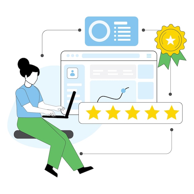 Il concetto di illustrazione della valutazione e del feedback del sito web