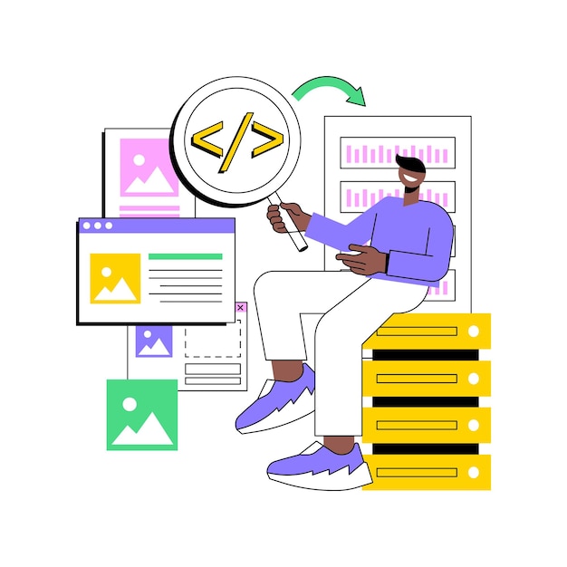 Веб-сайт очищает изолированные векторные иллюстрации мультфильмов