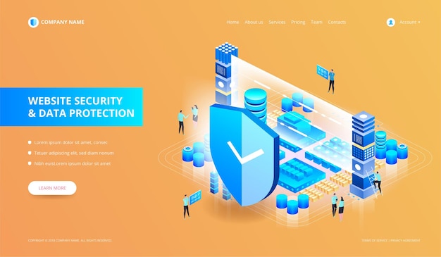 ベクトル ウェブサイトのセキュリティとデータ保護の図