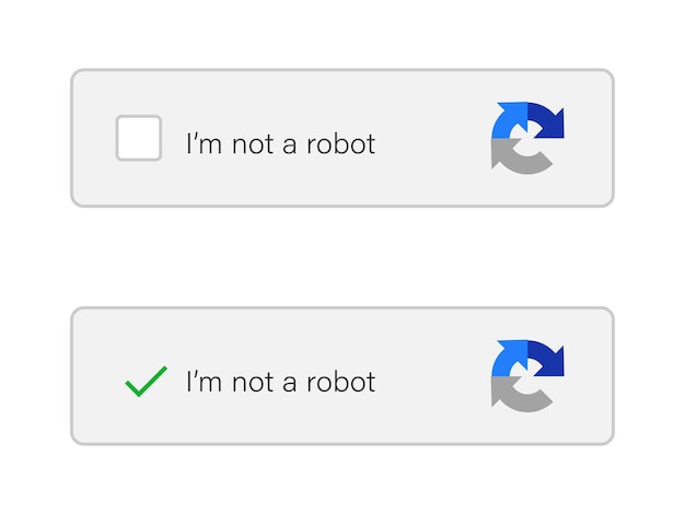 Website security form I am not a robot captcha Internet safety concept
