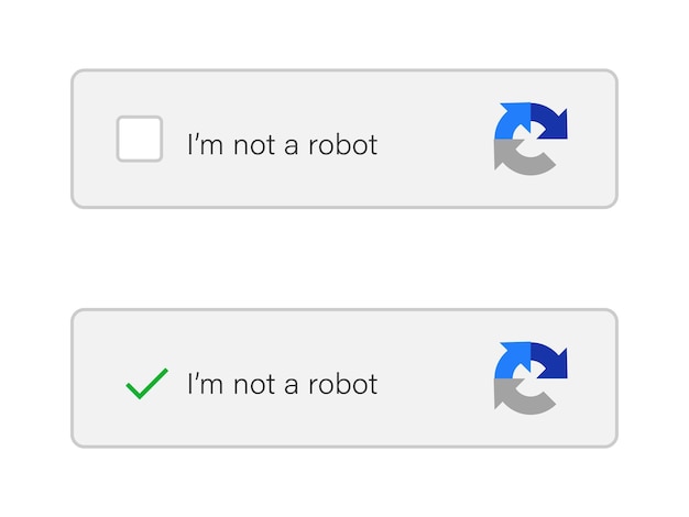 Vettore modulo di sicurezza del sito web non sono un robot captcha concetto di sicurezza in internet