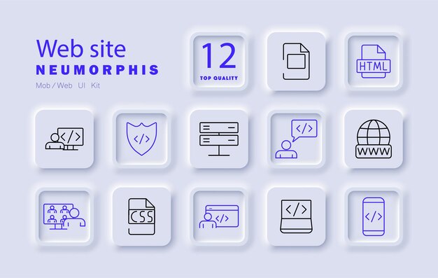 Website set icon Code bestand HTML CSS beveiligingsserver ontwikkelaar wereldwijde programmering database netwerk software