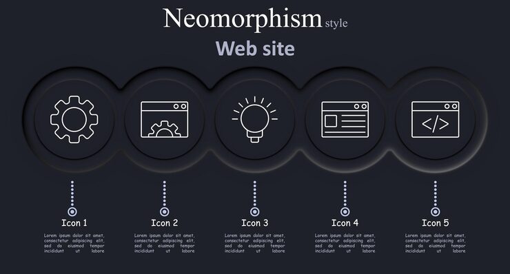Vector website set icon gear browser lightbulb web design coding development creativity idea web page interface internet website programming