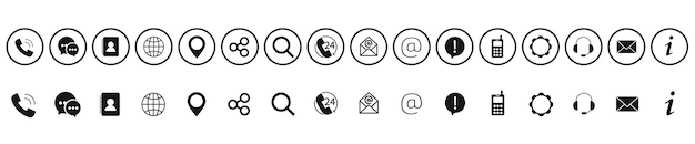 ウェブサイトは、アイコン ベクトルを設定します。お問い合わせアイコンセット。 web アイコンを設定。ベクトル イラスト。