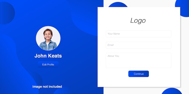 Vector website signup page template in blue