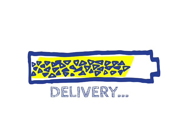 Website Sketch Bar met verstelbare Fill Part Courier Service Vector Handgetrokken Loader Preloder Illustratie Infographic Element met 90 Complete Indicator Delivery Progress Status Bar