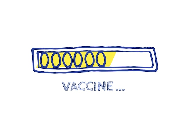 Веб-сайт Скетч-бар с регулируемой частью заполнения Скоро вектор ручной загрузчик Инфографический элемент с 90 полными индикаторами Бар прогресса вакцины Статус лекарства Иллюстрация изобретения